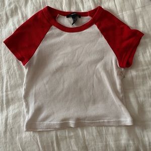 SOLD red& white baseball tee